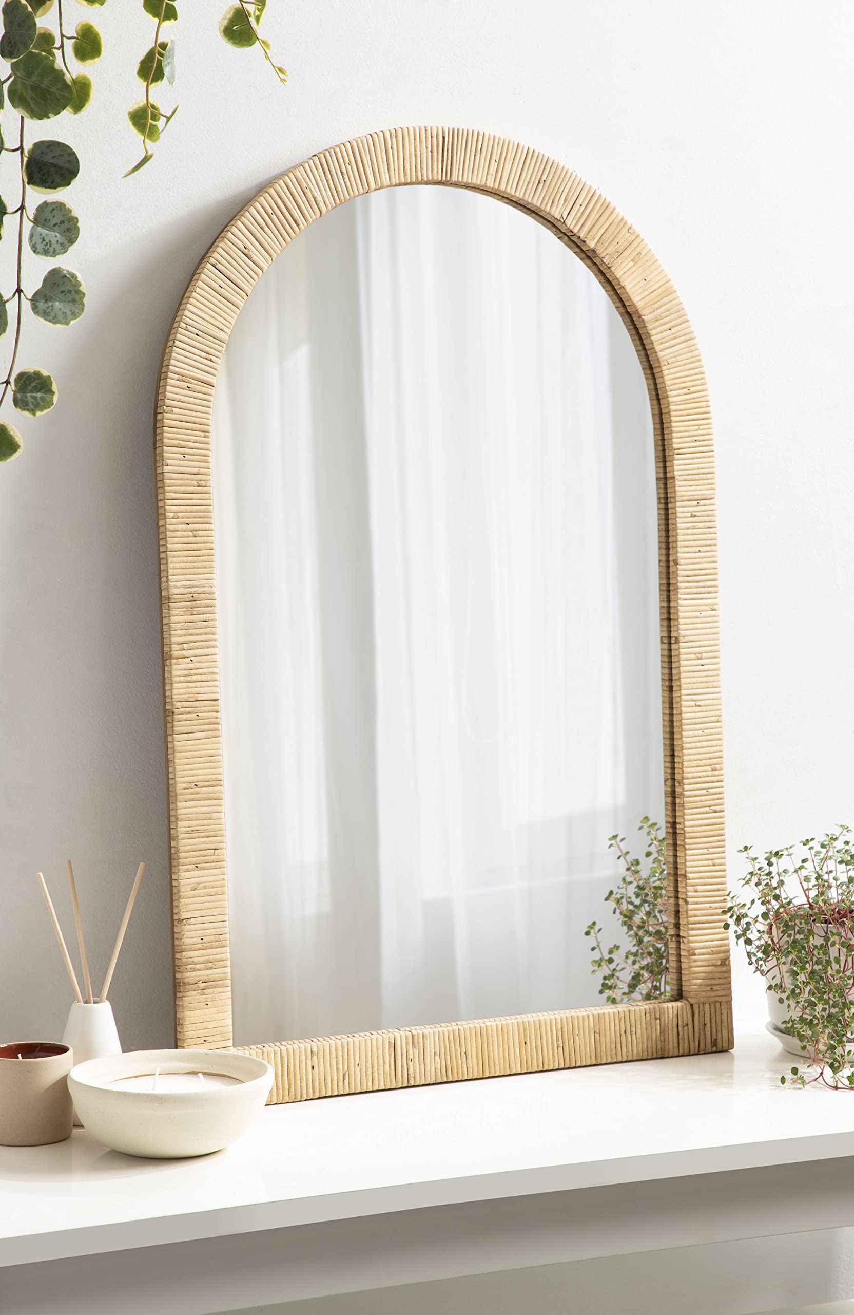 Amazon.com: Kate and Laurel Rahfy Boho Arch Rattan Mirror; 20x30